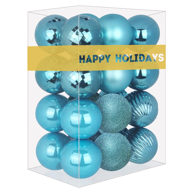 GameXcel Baby Blue 1.6" Small Christmas Balls Christmas Tree Decoration Ornaments Shatterproof Hanging Balls for Birthday Halloween Holiday Wedding Decorations Set of 24pcs - Image 1